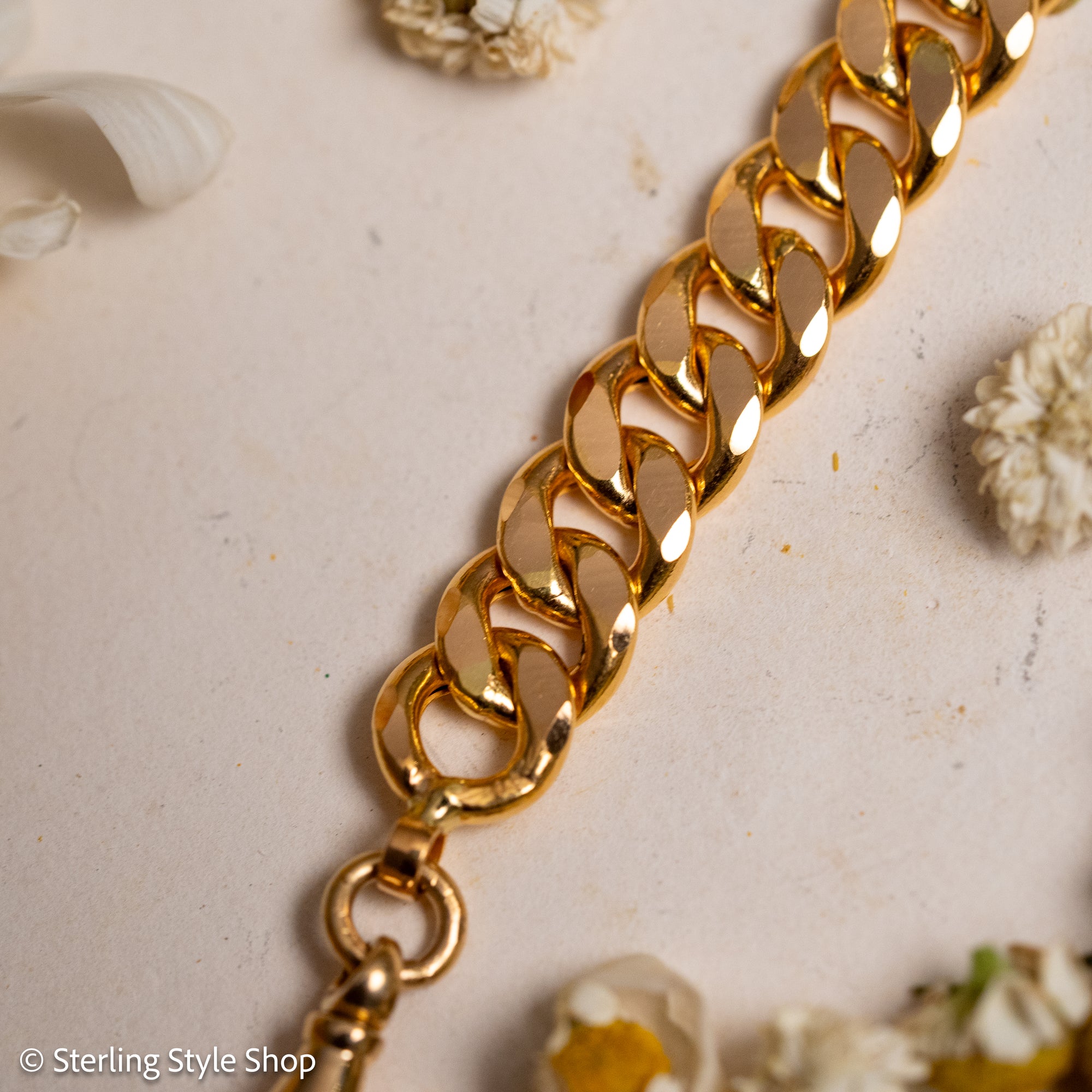 22K Gold Curb Extender with Solid 18K French Dog Clips, 4.5 Inch