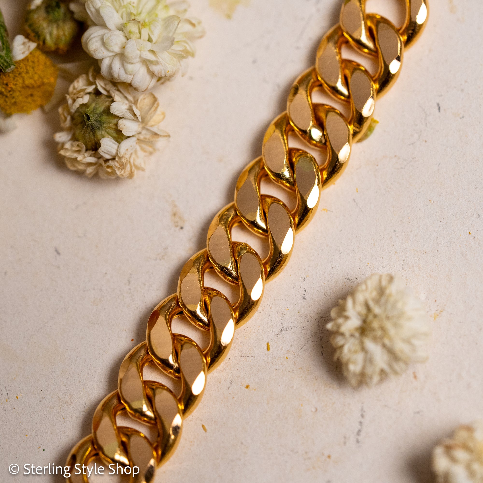 22K Gold Curb Extender with Solid 18K French Dog Clips, 4.5 Inch