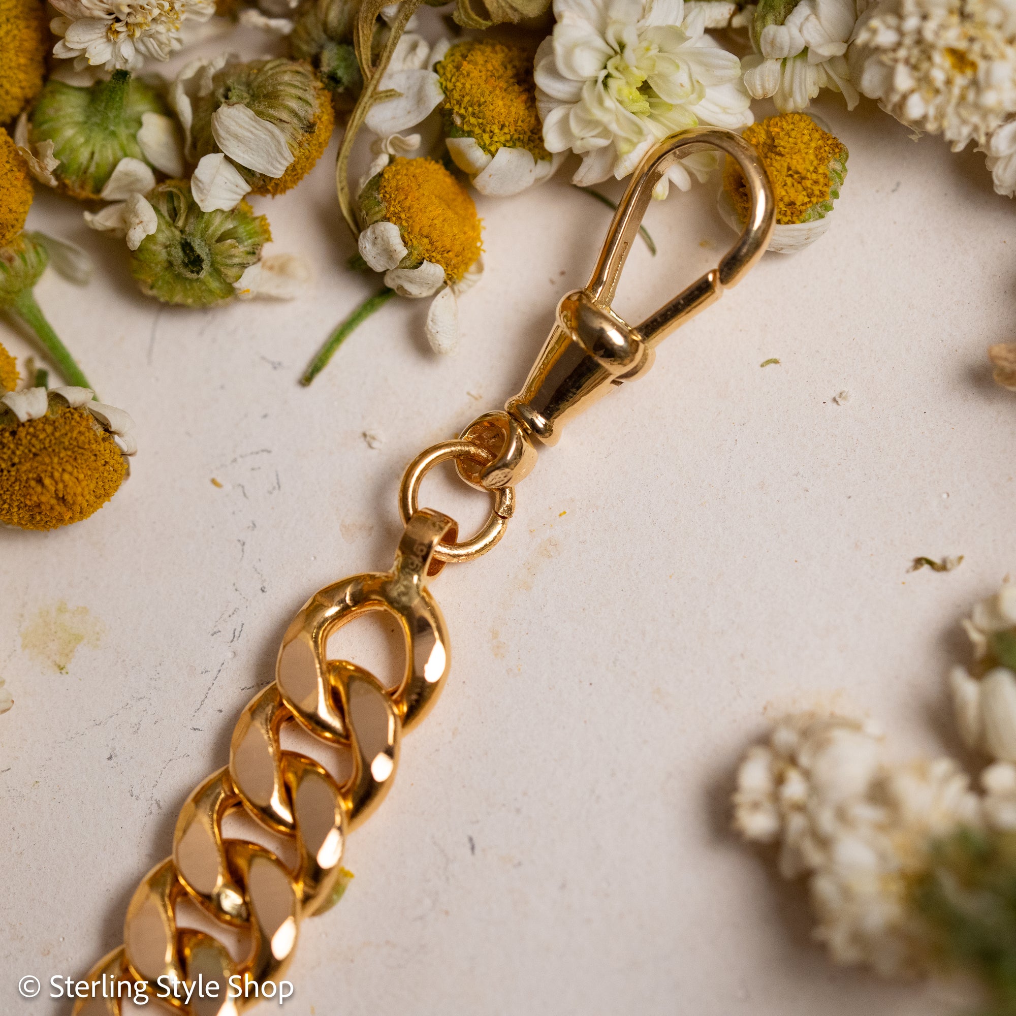 22K Gold Curb Extender with Solid 18K French Dog Clips, 4.5 Inch