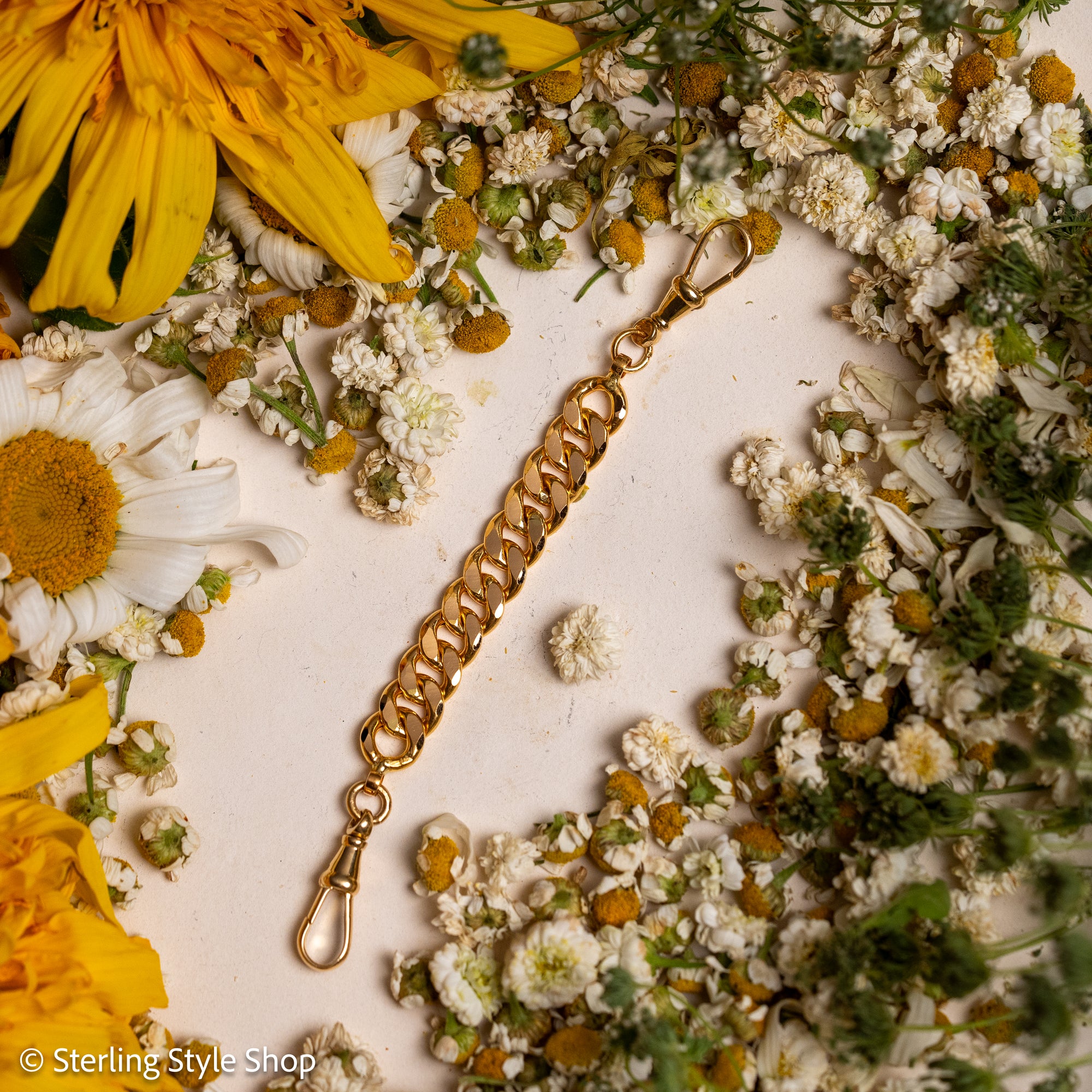 22K Gold Curb Extender with Solid 18K French Dog Clips, 4.5 Inch