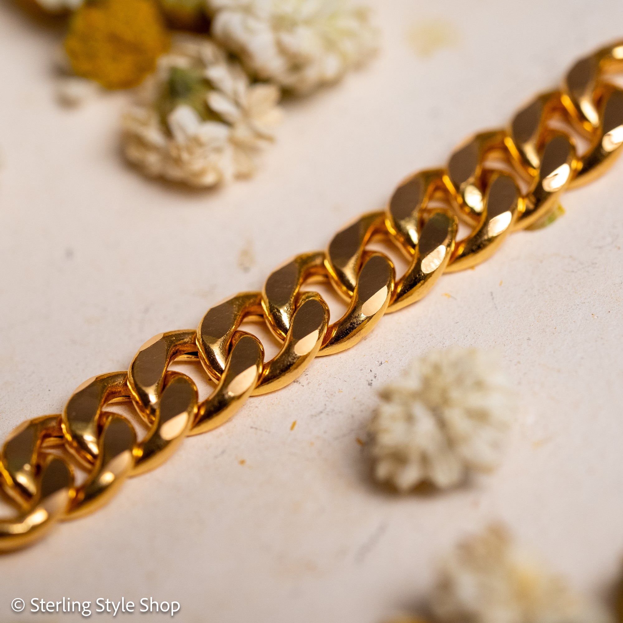 22K Gold Curb Extender with Solid 18K French Dog Clips, 4.5 Inch