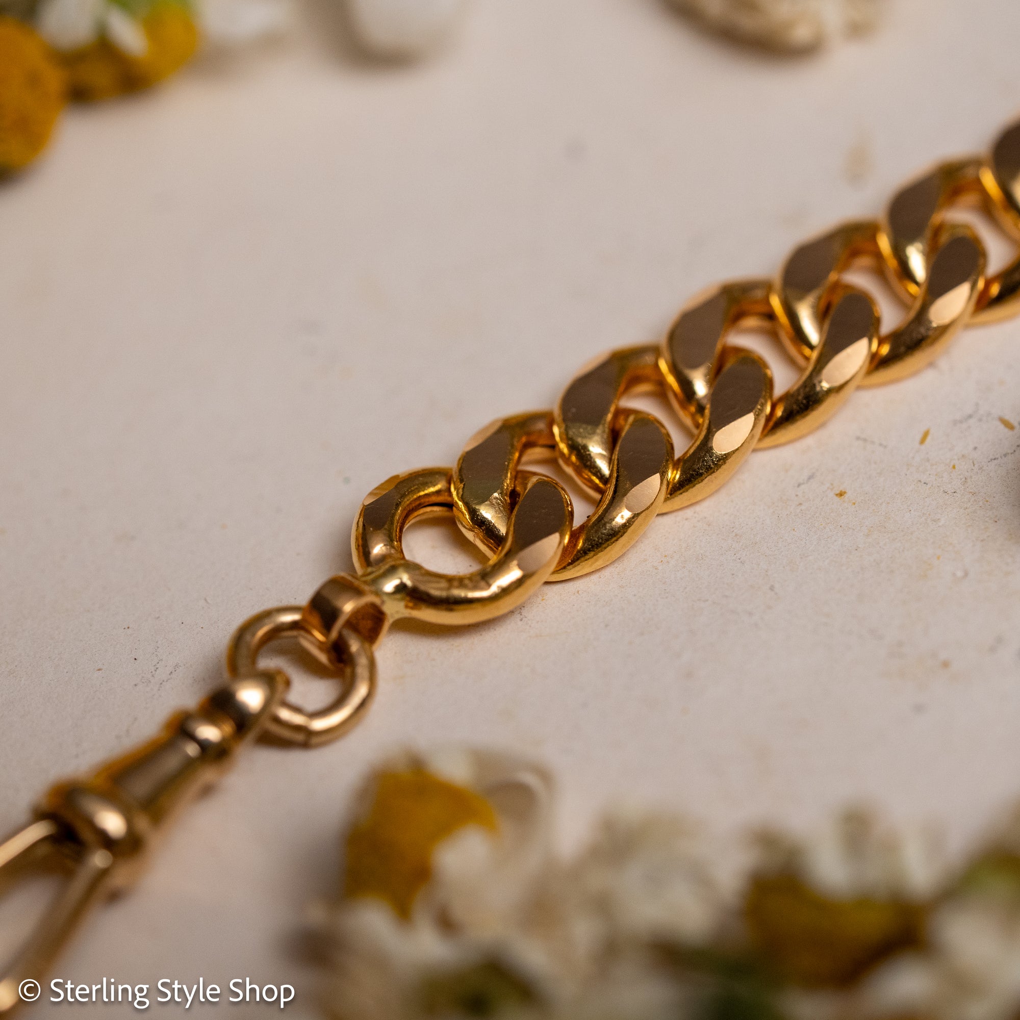 22K Gold Curb Extender with Solid 18K French Dog Clips, 4.5 Inch