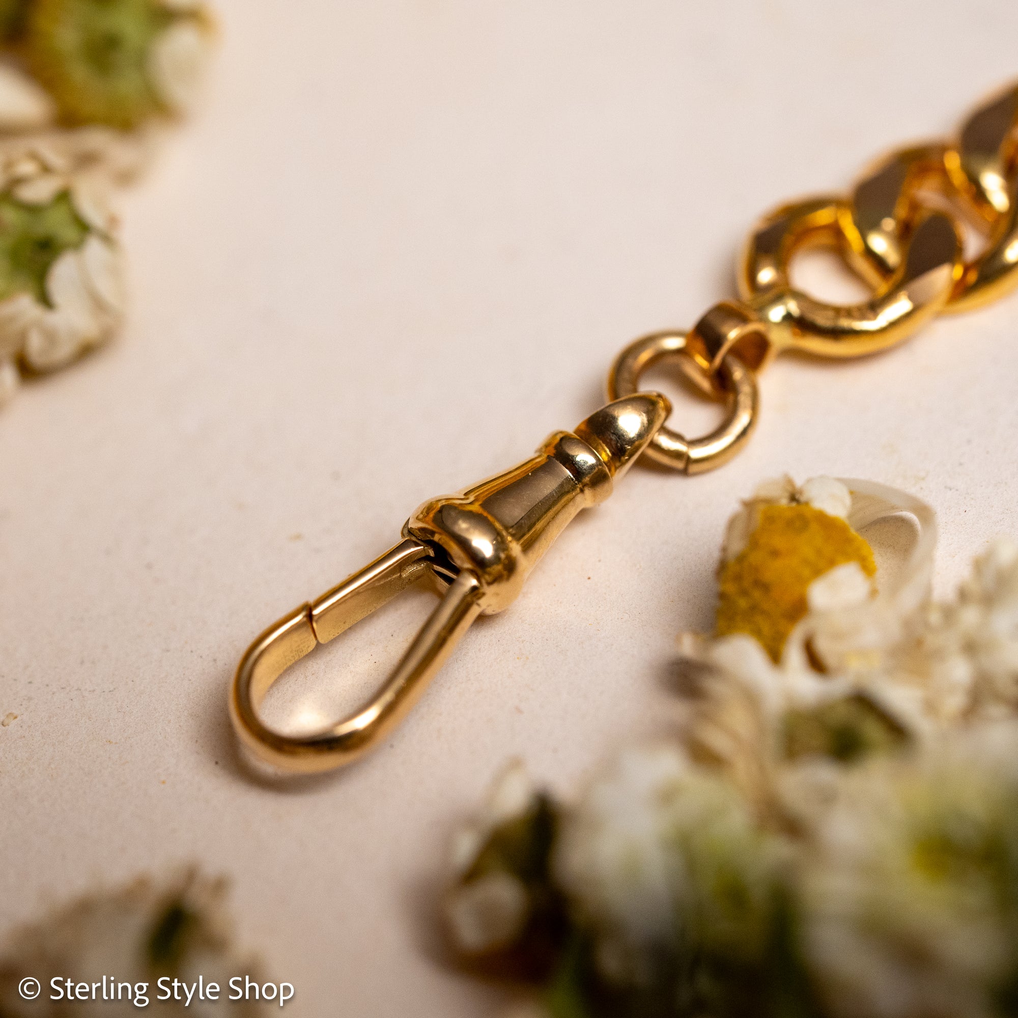 22K Gold Curb Extender with Solid 18K French Dog Clips, 4.5 Inch