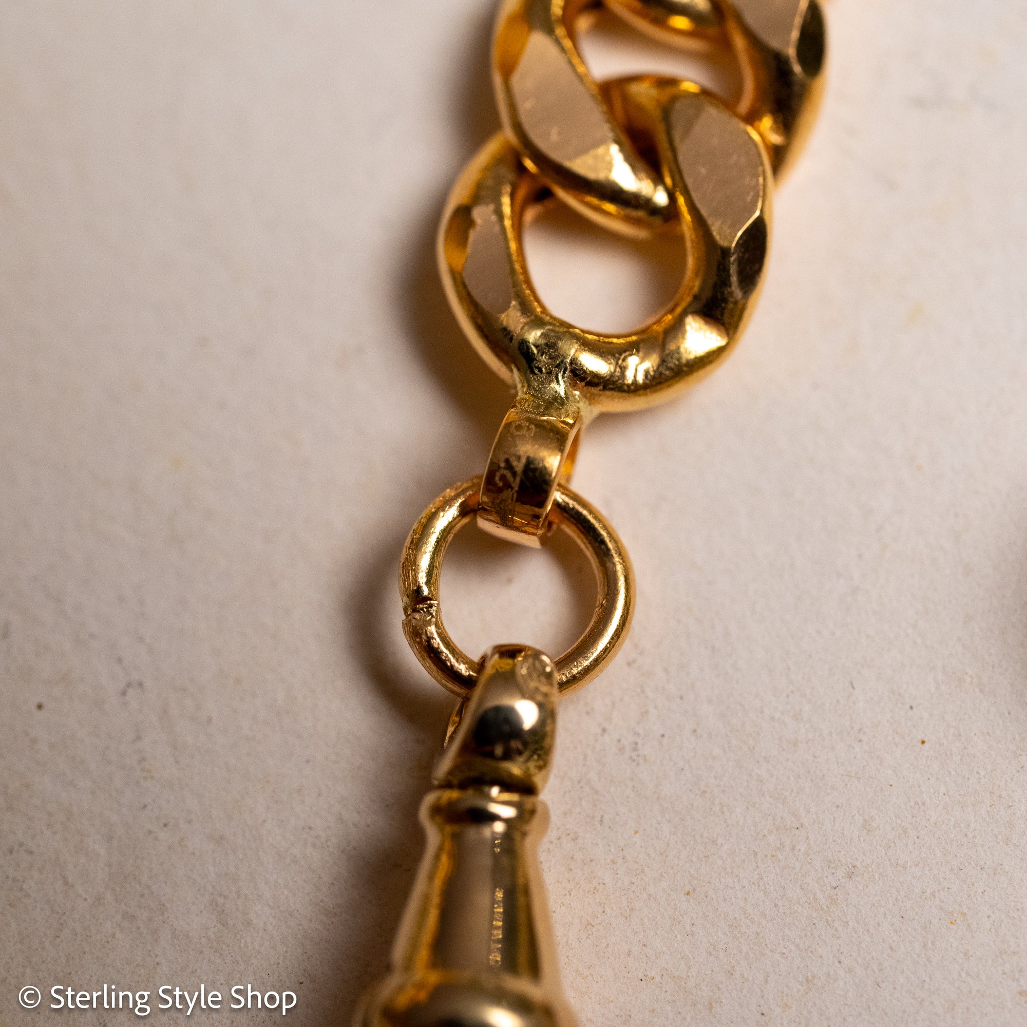 22K Gold Curb Extender with Solid 18K French Dog Clips, 4.5 Inch