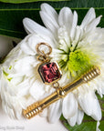 One-of-a-Kind 18 Karat Gold Antique T-Bar Pendant with 9.78 Carat Natural Zircon
