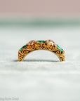 Antique Victorian Emerald Diamond Five Stone Ring, 18k Gold, GIA Colombian No Oil