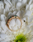 Antique Victorian Emerald Diamond Five Stone Ring, 18k Gold, GIA Colombian No Oil