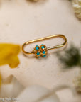 14K Gold Turquoise Carabiner Clasp, Screw Lock, Small Oval Charm Connector