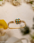 14K Gold Turquoise Carabiner Clasp, Screw Lock, Small Oval Charm Connector