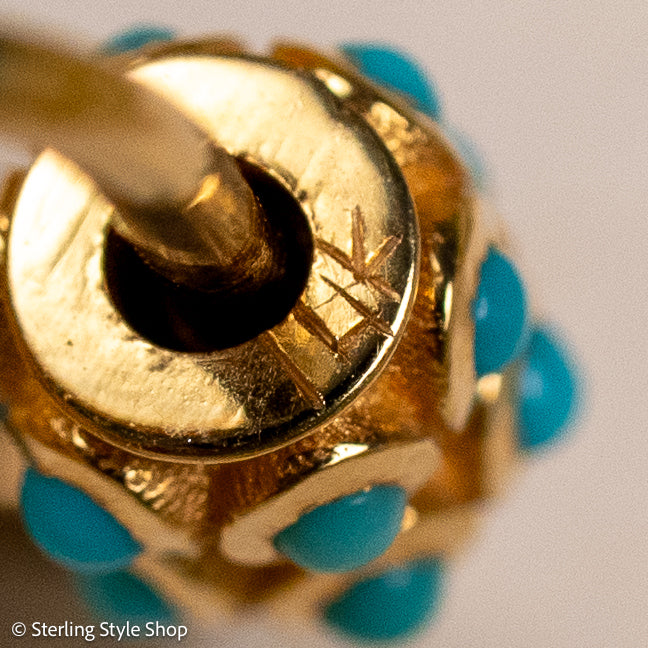 14K Gold Turquoise Carabiner Clasp, Screw Lock, Small Oval Charm Connector