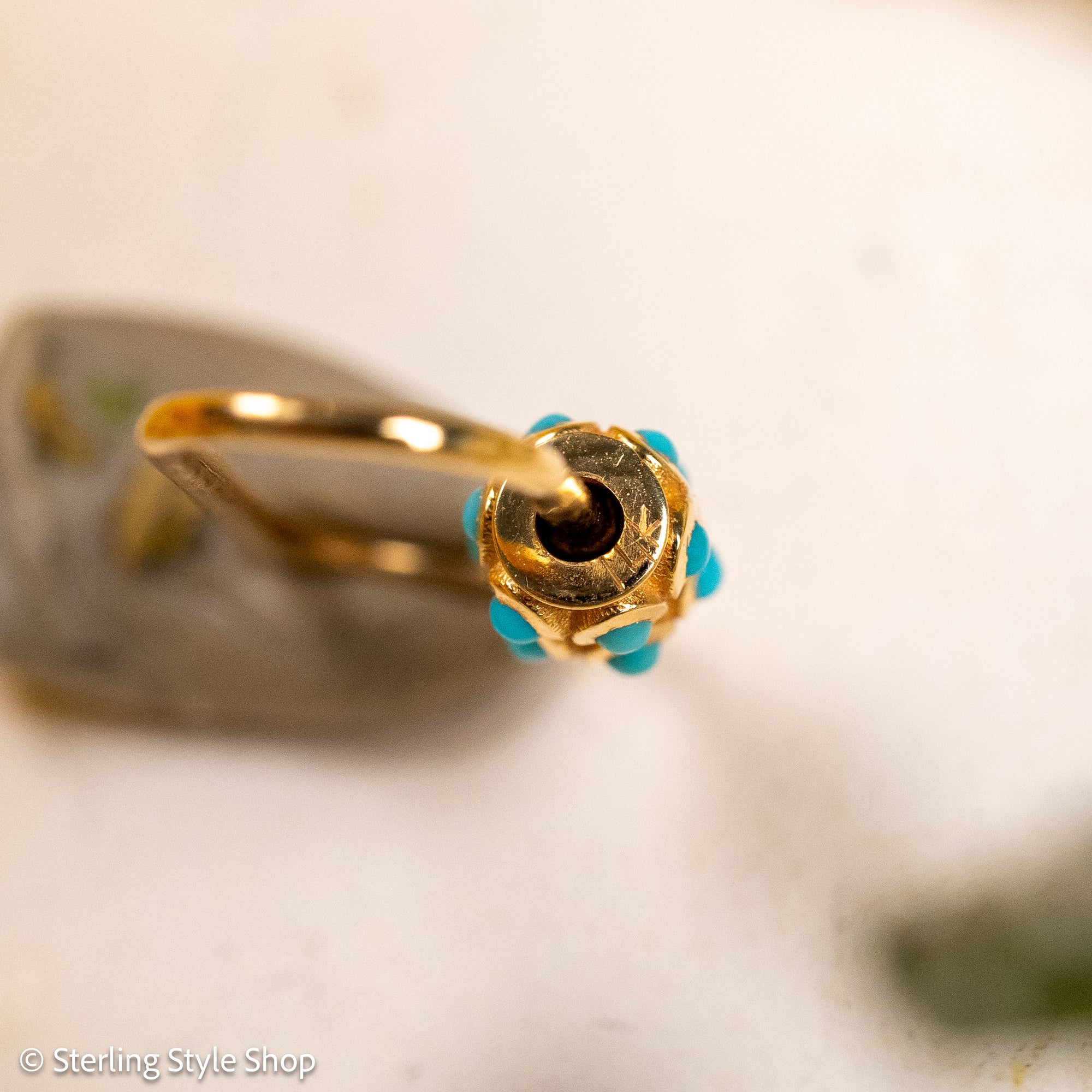14K Gold Turquoise Carabiner Clasp, Screw Lock, Small Oval Charm Connector