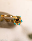 14K Gold Turquoise Carabiner Clasp, Screw Lock, Small Oval Charm Connector