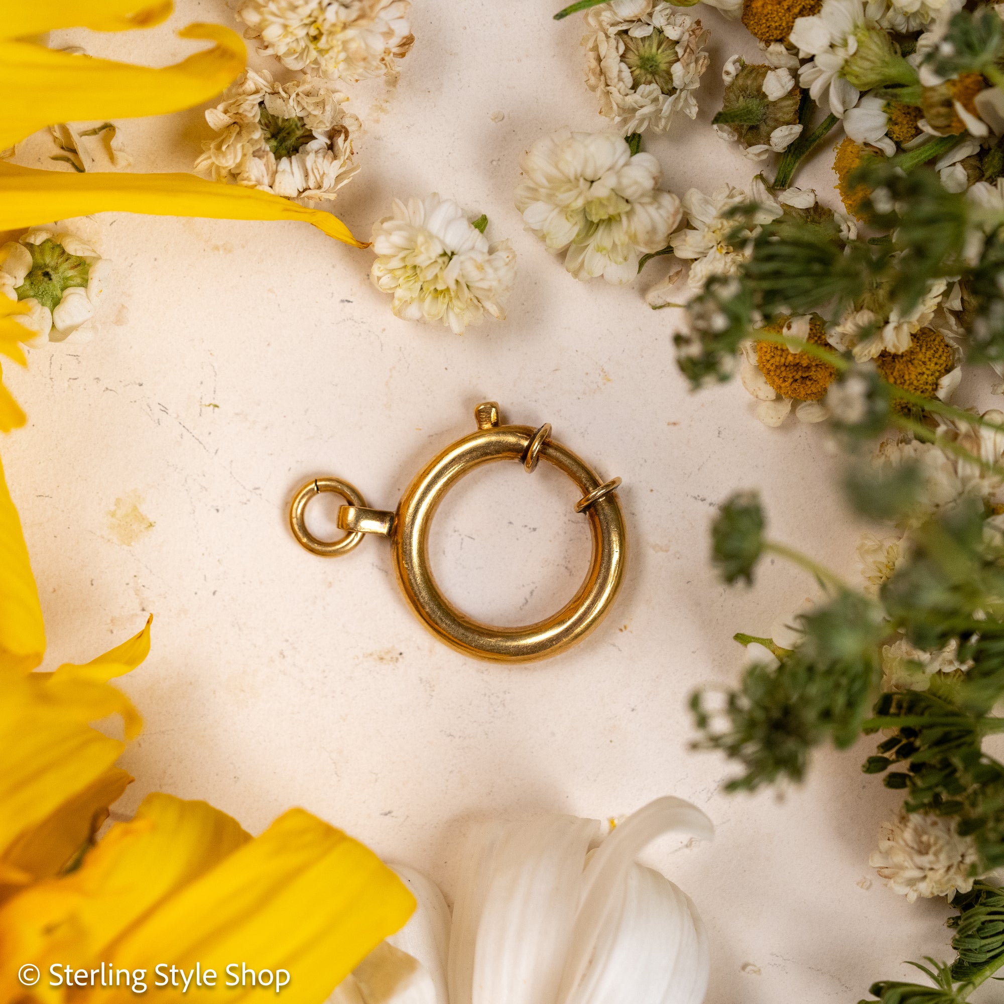 Vintage 18K Gold Bolt Ring Clasp, 20mm, Solid Gold Spring Clasp