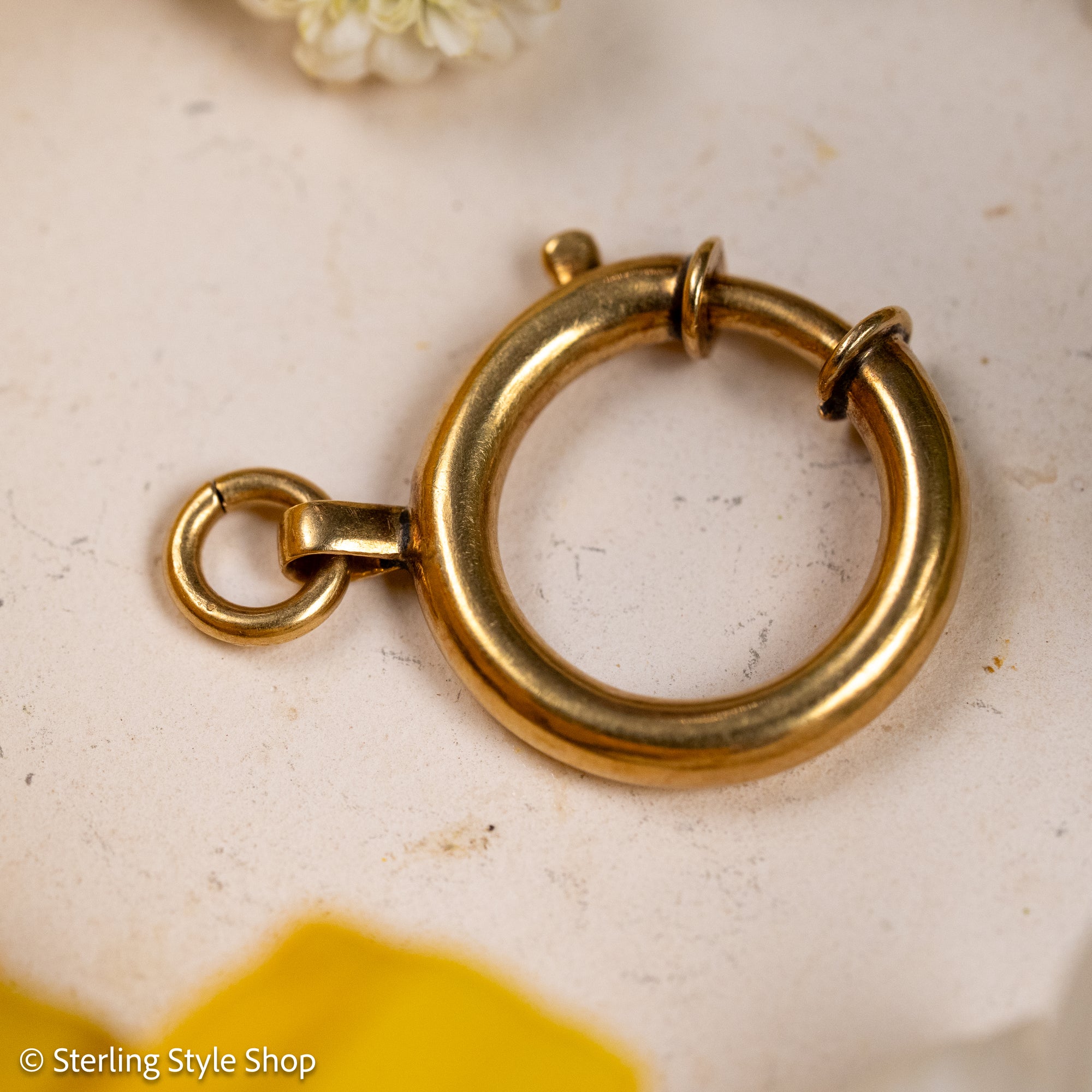 Vintage 18K Gold Bolt Ring Clasp, 20mm, Solid Gold Spring Clasp