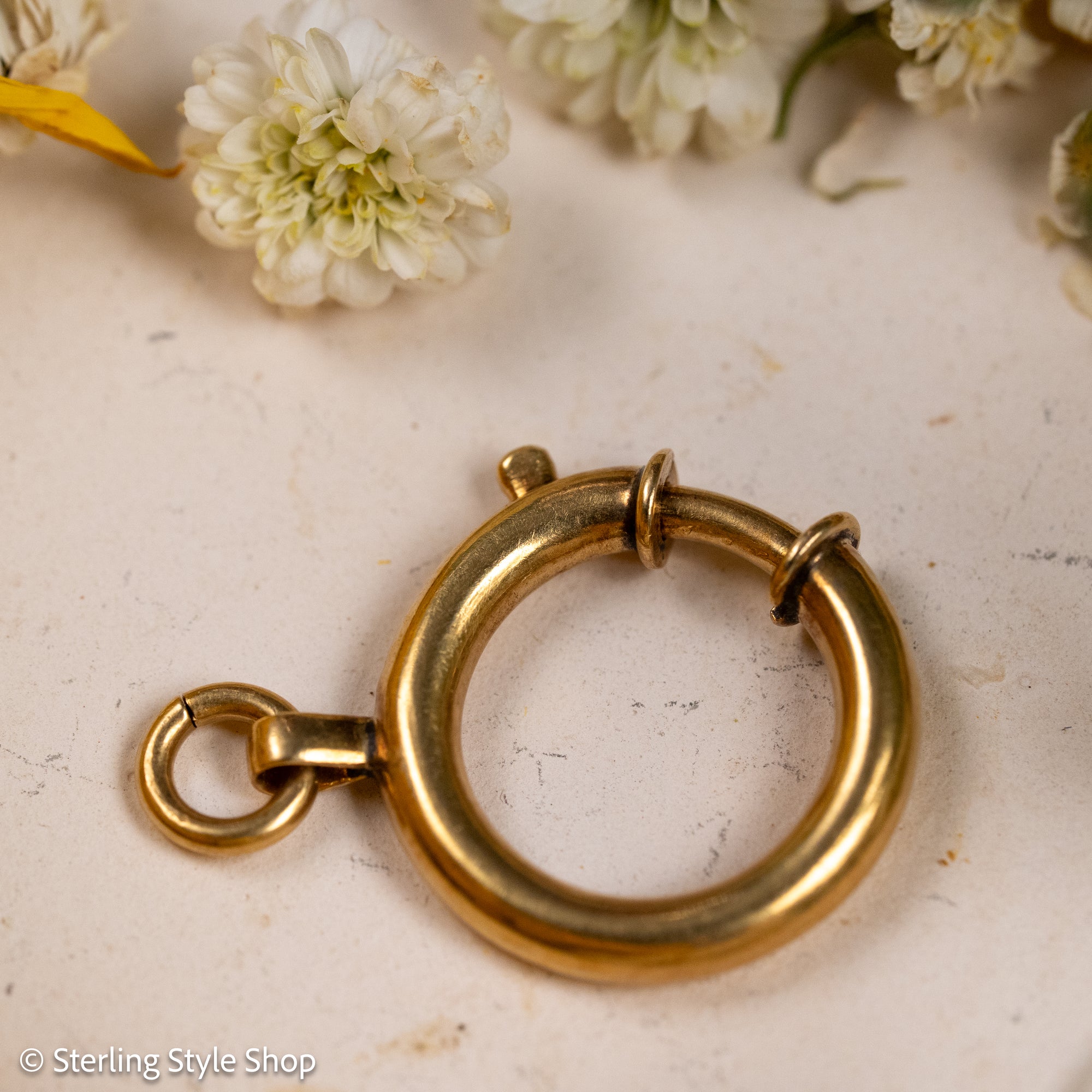 Vintage 18K Gold Bolt Ring Clasp, 20mm, Solid Gold Spring Clasp
