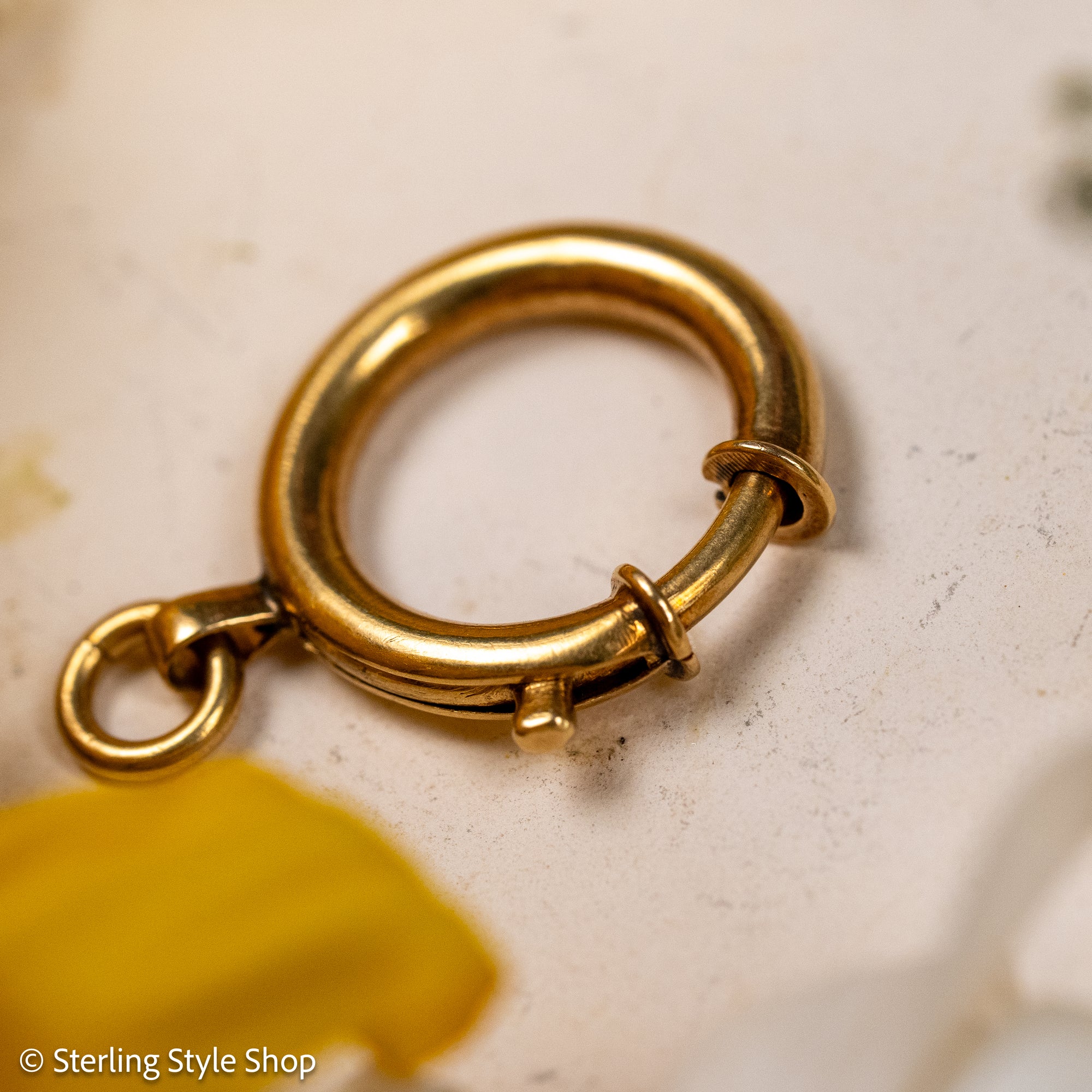 Vintage 18K Gold Bolt Ring Clasp, 20mm, Solid Gold Spring Clasp