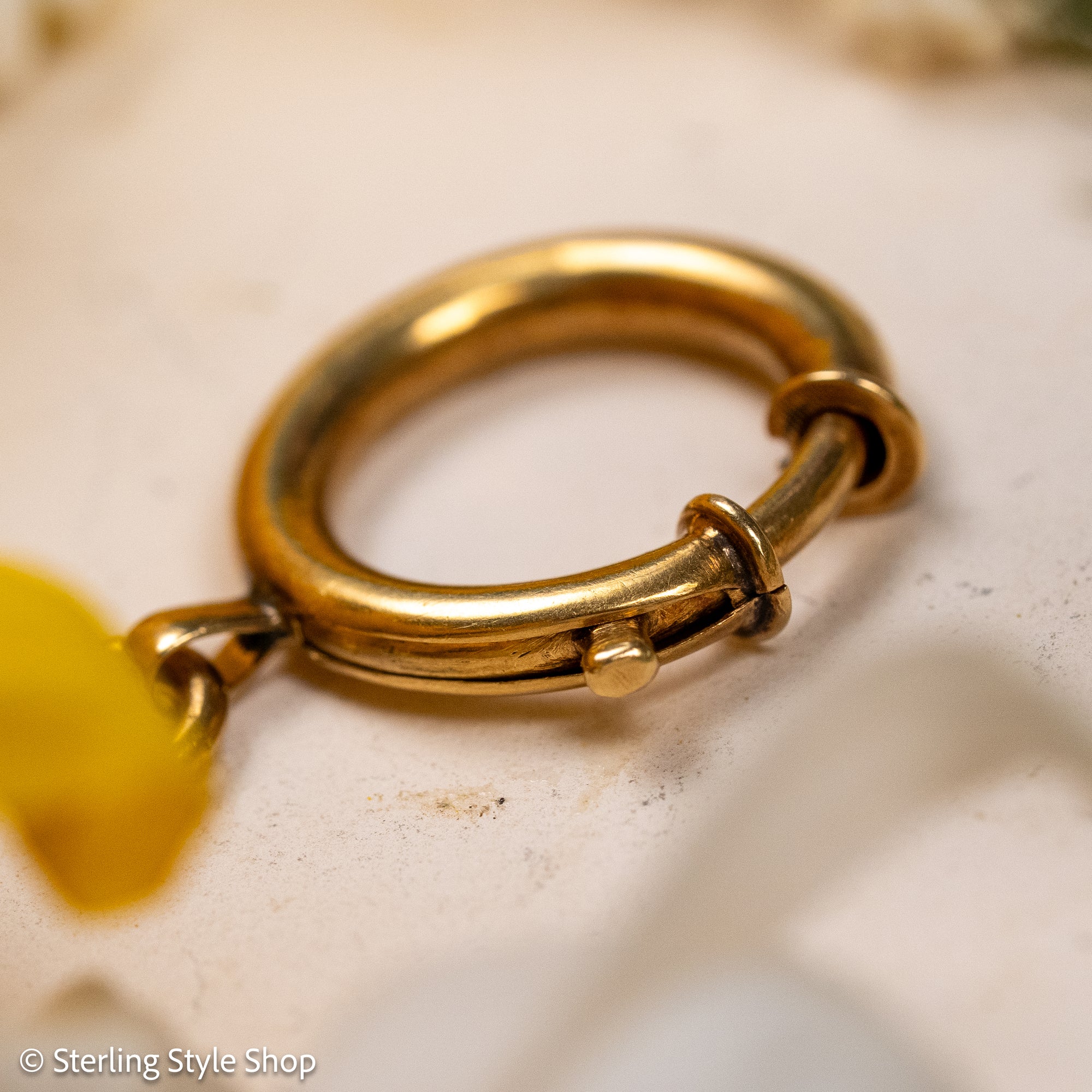 Vintage 18K Gold Bolt Ring Clasp, 20mm, Solid Gold Spring Clasp