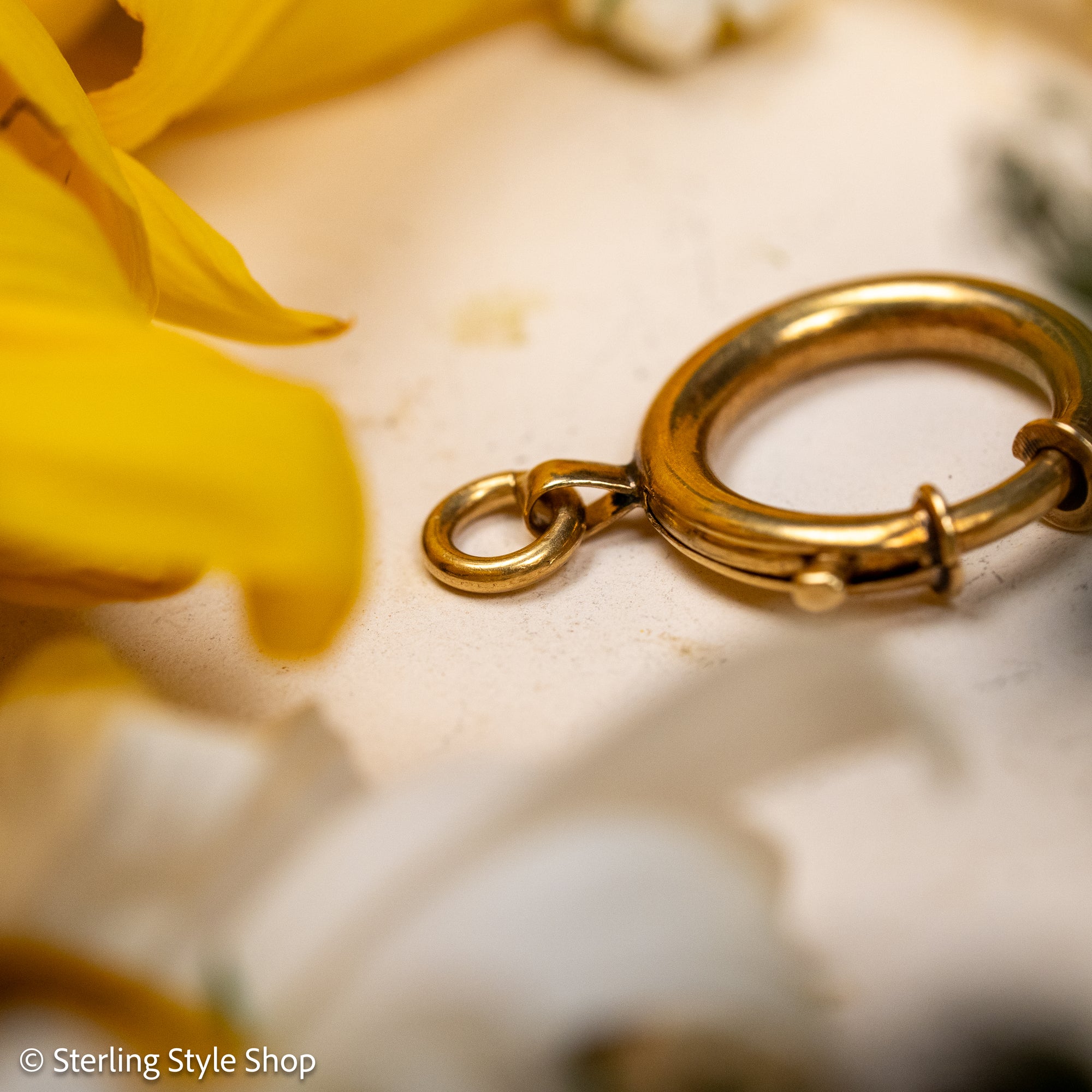 Vintage 18K Gold Bolt Ring Clasp, 20mm, Solid Gold Spring Clasp