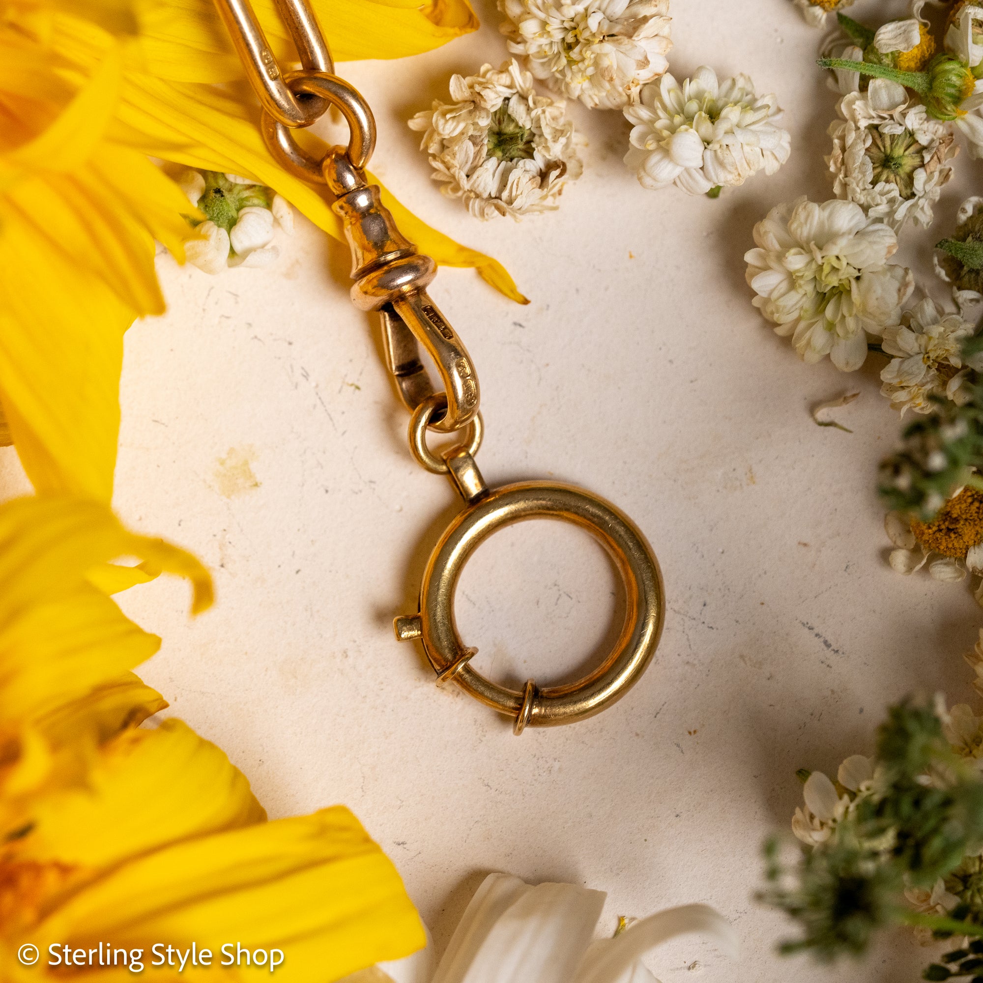 Vintage 18K Gold Bolt Ring Clasp, 20mm, Solid Gold Spring Clasp