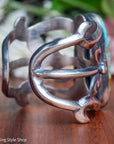 Chimney Butte Sandcast Cuff, Number 8 Turquoise, Navajo Sterling Silver, 150g