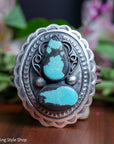 Chimney Butte Turquoise Cuff, Two Number 8 Stones, Navajo Sterling Silver