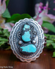 Chimney Butte Turquoise Cuff, Two Number 8 Stones, Navajo Sterling Silver