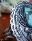 Chimney Butte Turquoise Cuff, Two Number 8 Stones, Navajo Sterling Silver