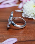 Chimney Butte Concho Ring, Stamped Navajo Sterling Silver, Size 6.25