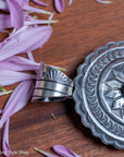 Chimney Butte Concho Pendant, Kingman Turquoise, Navajo Sterling Silver