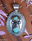 Chimney Butte Two Stone Pendant, Number 8 Turquoise, Navajo Sterling Silver