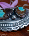 Chimney Butte Two Stone Pendant, Number 8 Turquoise, Navajo Sterling Silver