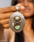 Chimney Butte Two Stone Pendant, Number 8 Turquoise, Navajo Sterling Silver