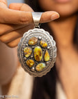 Chimney Butte Cluster Pendant, Palomino Variscite, Navajo Sterling Silver