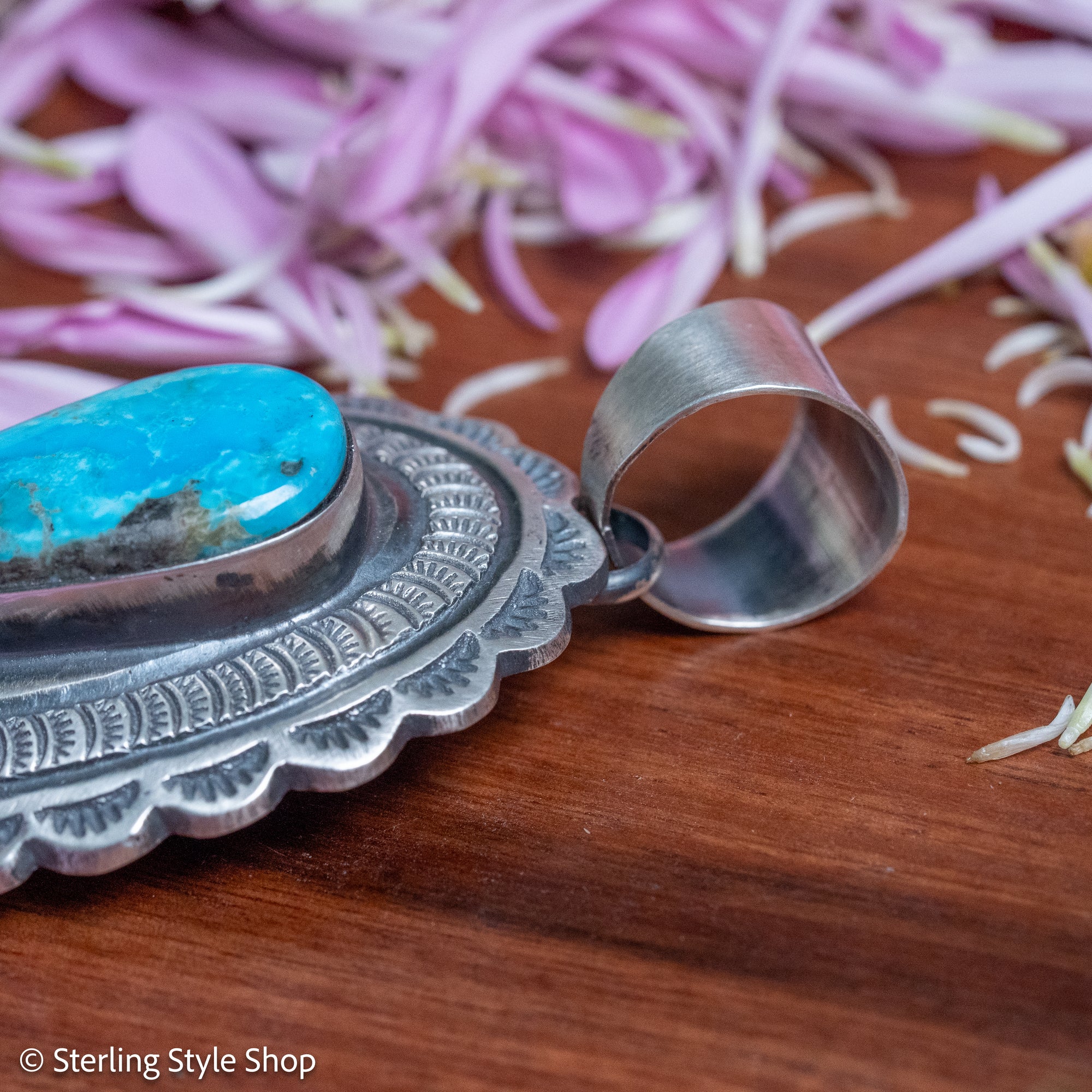 Chimney Butte Pendant, Kingman Turquoise Teardrop, Navajo Sterling Silver
