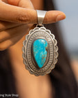 Chimney Butte Pendant, Kingman Turquoise Teardrop, Navajo Sterling Silver