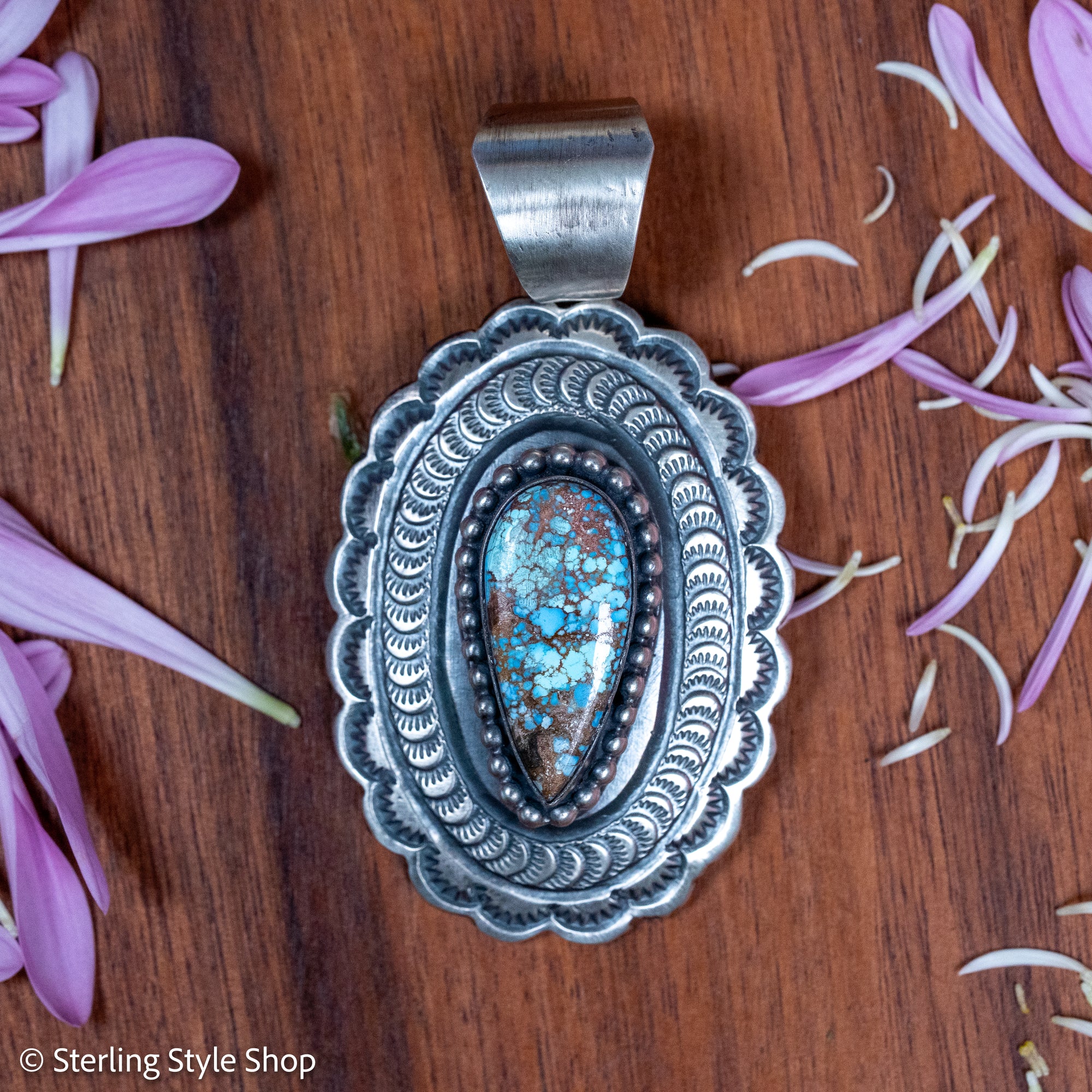 Chimney Butte Pendant, Golden Hills Turquoise, Navajo Sterling Silver