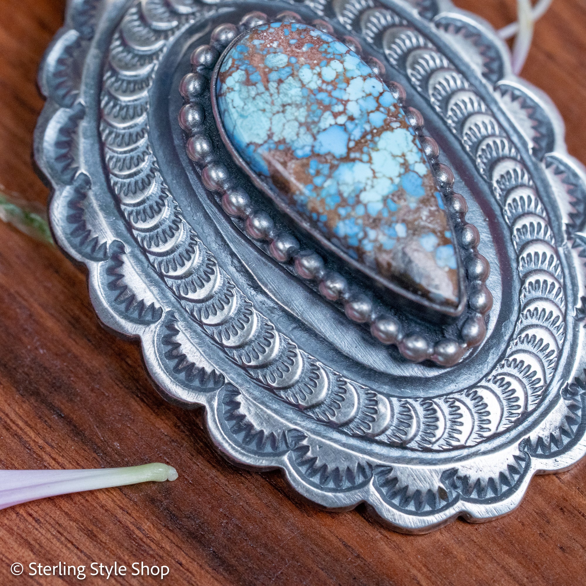 Chimney Butte Pendant, Golden Hills Turquoise, Navajo Sterling Silver