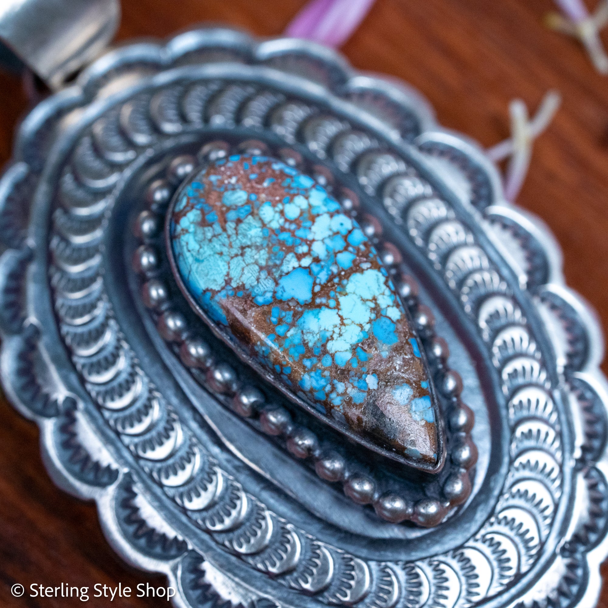 Chimney Butte Pendant, Golden Hills Turquoise, Navajo Sterling Silver
