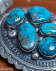 Chimney Butte Cluster Pendant, Six Kingman Turquoise Stones, Navajo Sterling