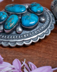 Chimney Butte Cluster Pendant, Six Kingman Turquoise Stones, Navajo Sterling
