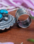Chimney Butte Cluster Pendant, Six Kingman Turquoise Stones, Navajo Sterling