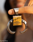 Chimney Butte Naja Pendant, Bumblebee Jasper, Navajo Sterling Silver