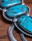 Chimney Butte Naja Pendant, Three Kingman Turquoise Stones, Navajo Sterling