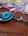 Chimney Butte Naja Pendant, Three Kingman Turquoise Stones, Navajo Sterling