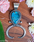 Chimney Butte Naja Pendant, Kingman Turquoise Pear, Navajo Sterling Silver