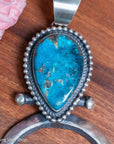 Chimney Butte Naja Pendant, Kingman Turquoise Pear, Navajo Sterling Silver