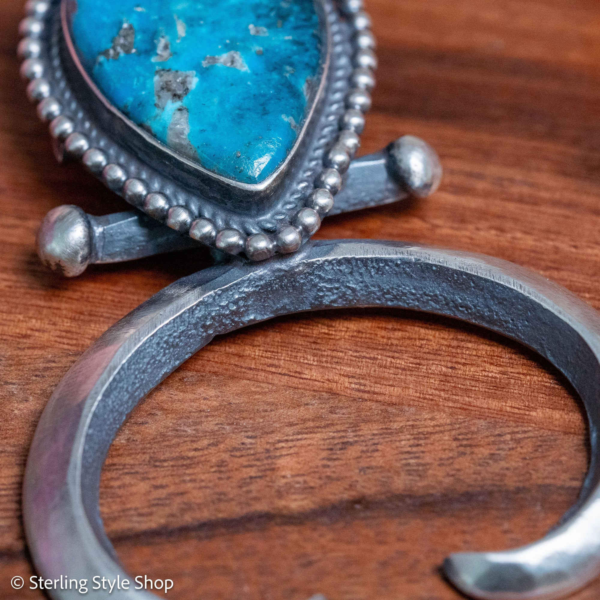 Chimney Butte Naja Pendant, Kingman Turquoise Pear, Navajo Sterling Silver