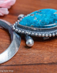 Chimney Butte Naja Pendant, Kingman Turquoise Pear, Navajo Sterling Silver