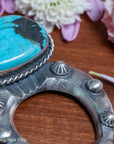 Chimney Butte Naja Pendant, Kingman Turquoise, Starburst Conchos, Navajo Sterling
