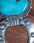 Chimney Butte Naja Pendant, Campitos Turquoise, Scrollwork, Navajo Sterling